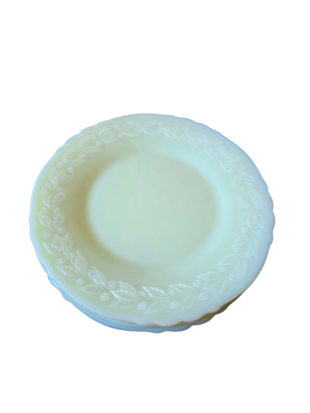 McKee Laurel Jadeite 7.25" Salad Plates Set of 4 – 1930s Jadite Uranium Glass